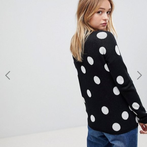 Asos B. Young Black & White Polka Dot Sweater - Picture 2 of 8